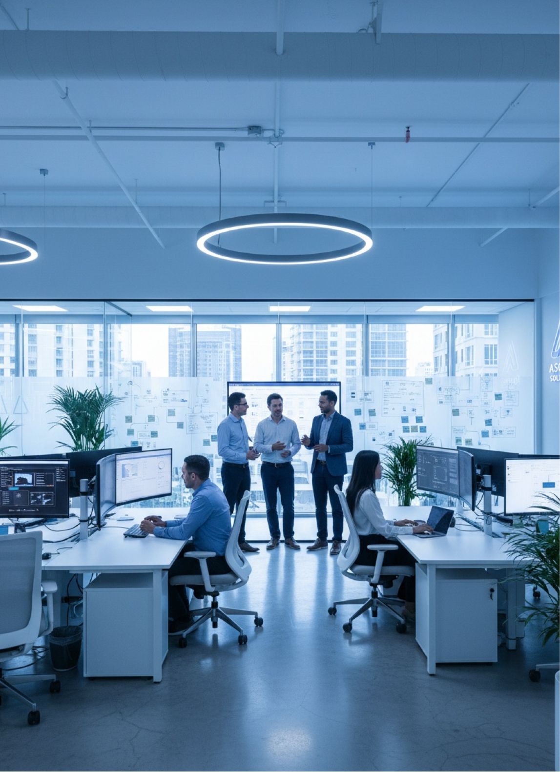 Team collaborating in modern office